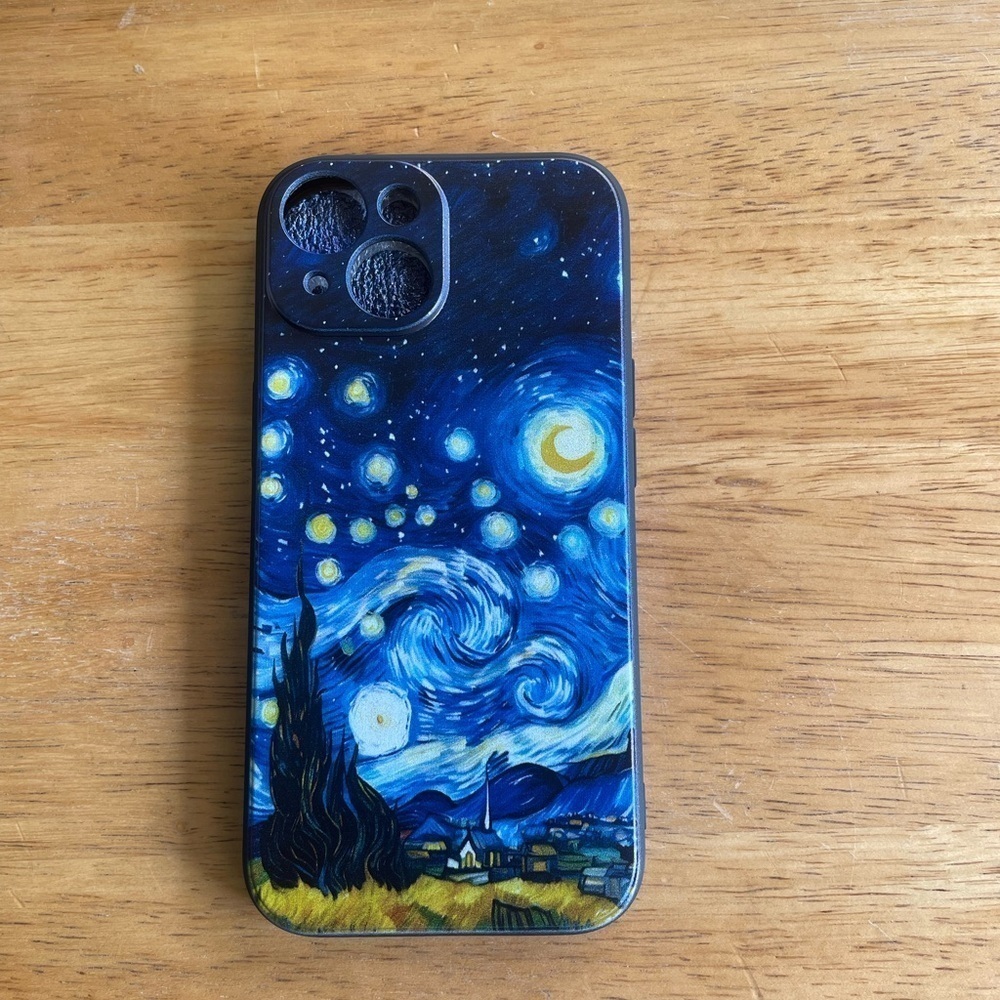 Black Van Gogh Inspired iPhone 15 Phone Case